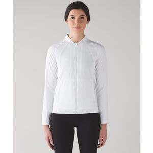 Lululemon Hit It Jacket White Laser Cut Perforated Zip Up Activewear Size 4